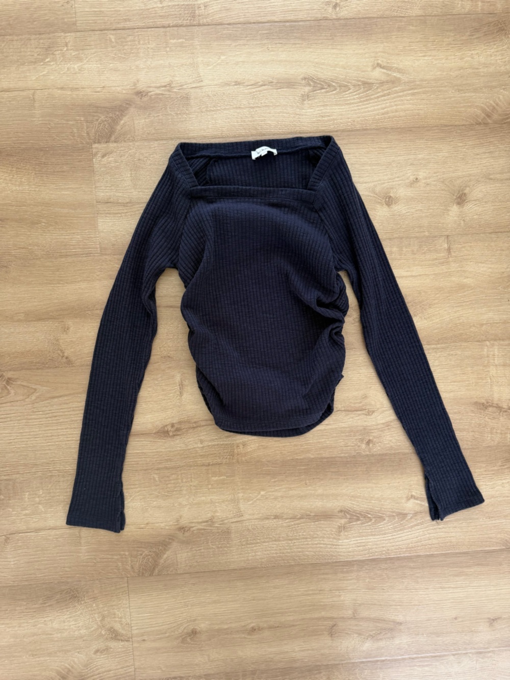 Ribbed Long Sleeve Top - Dark Blue